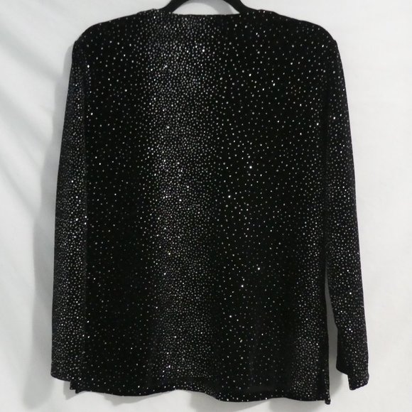 NOTATIONS | medium | Stunning Black Velour Glittery Long Sleeve Top | NWOT - Picture 2 of 15